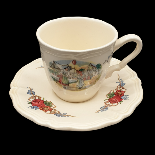 Sarreguemines Obernai France: Mokkatasse / Espressotasse mit Unterteller - Luftballon Obernai (7120713482377)