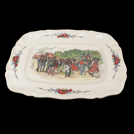 Sarreguemines Obernai France: Fleischplatte / Platte - ca 39 cm - Dorftanz Obernai (7120714203273)