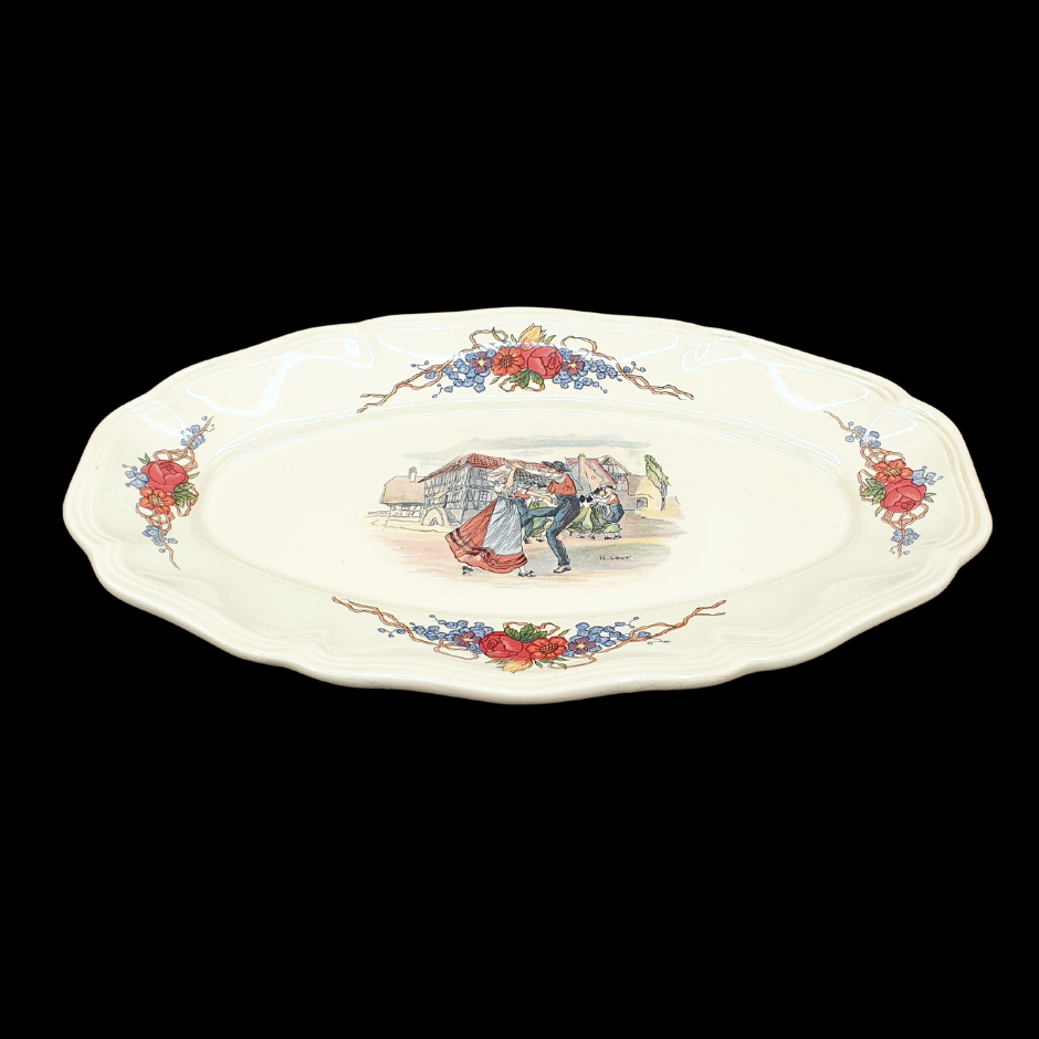 Sarreguemines Obernai France: Fleischplatte / Platte - ca 28 cm - Tanz Sarreguemines (7121091068041)