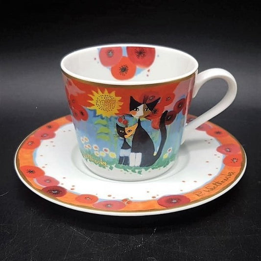 Goebel Rosina Wachtmeister: Kaffeetasse / Tasse mit Unterteller - Estate Goebel (7120897507465)