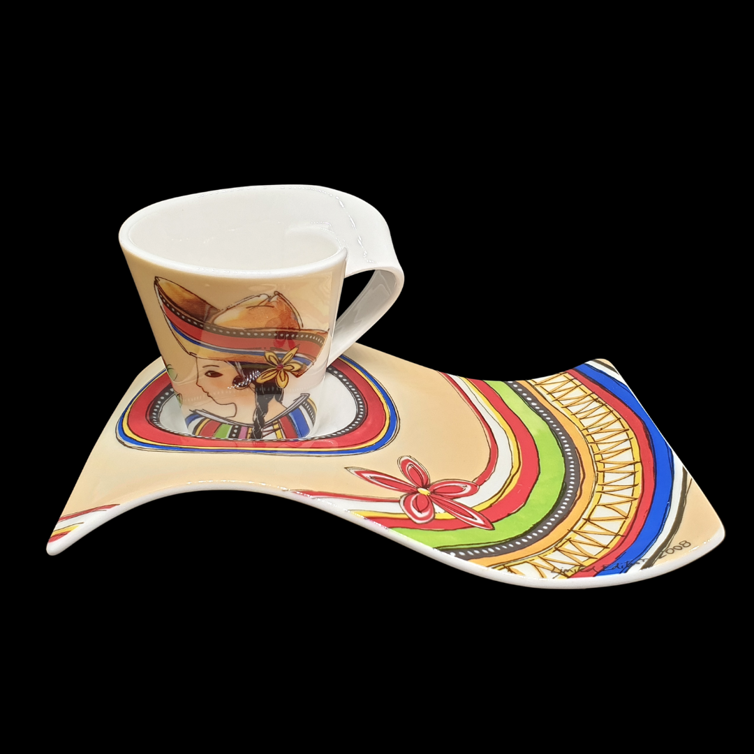 Ensemble tasse + soucoupe Villeroy et Boch New Wave modèle Jungle Ensemble tasse + soucoupe Villeroy et Boch New Wave modèle Jungle