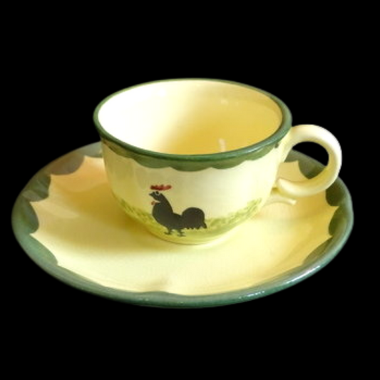 Zeller Keramik Hahn und Henne: Mokkatasse / kleine Tasse mit Unterteller Zeller Keramik (7120902357129)