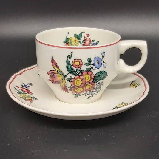 Villeroy & Boch Alsace: Kaffeetasse / Tasse mit Unterteller Blumenstrauß Hotel Villeroy & Boch (7120943480969)