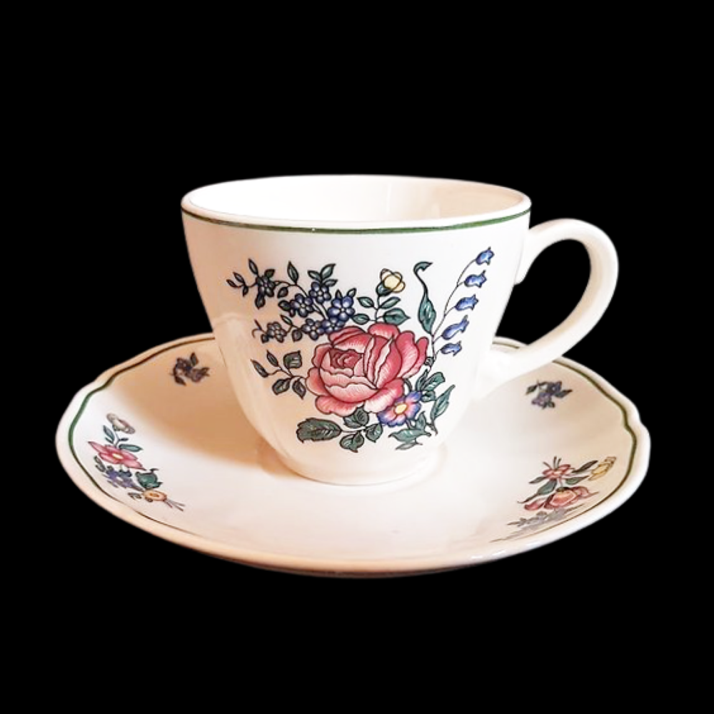 Villeroy & Boch Alt Strassburg: Kaffeetasse / Tasse mit Unterteller Rose Villeroy & Boch (7120743104649)