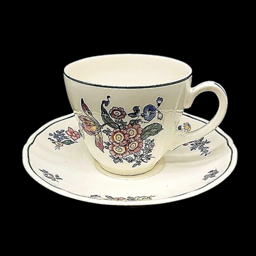 Villeroy & Boch Alt Strassburg: Kaffeetasse mit Unterteller Blumenstrauß Villeroy & Boch (7120743170185)