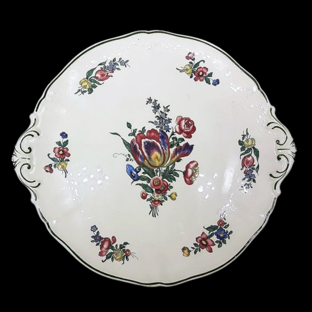 Villeroy & Boch Alt Strassburg: Kuchenplatte / Tortenplatte mit Griffen Tulpe Villeroy & Boch (7120920510601)