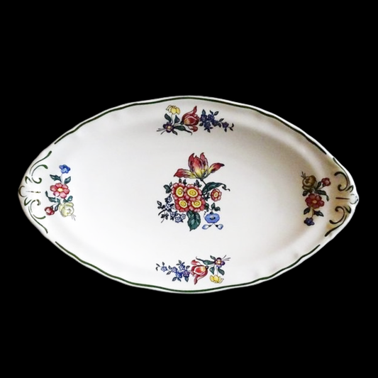 Villeroy & Boch Alt Strassburg: Schiffchenteller / ovaler Teller, ca 22 cm Blumenstrauß Villeroy & Boch (7120771514505)