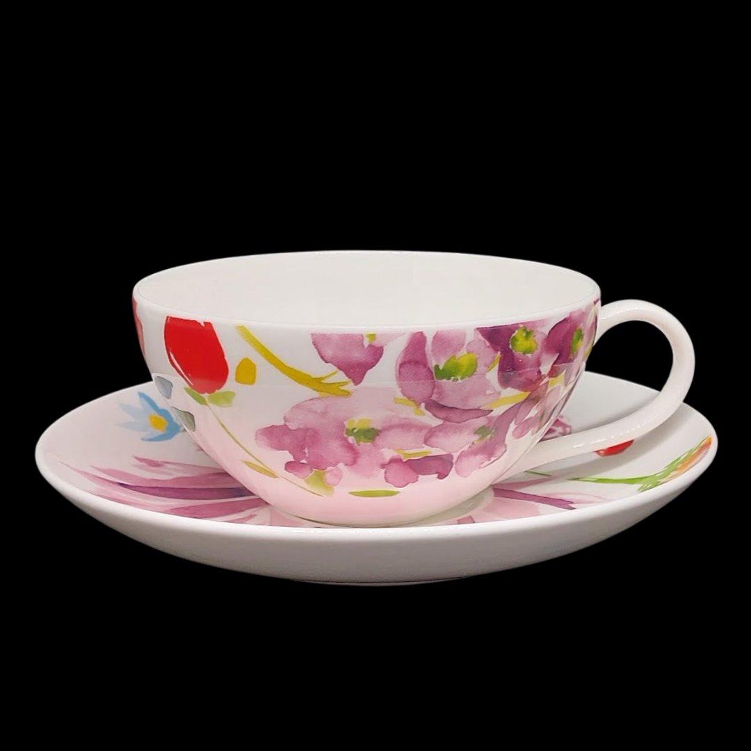 Villeroy & Boch Anmut Flowers: Teetasse / Tasse mit Unterteller - neu Villeroy & Boch (7120723443849)