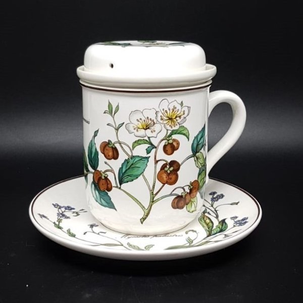 Villeroy & Boch Botanica: Henkelbecher / Kaffeebecher mit Unterteller, Sieb & Deckel Villeroy & Boch (7121027727497)