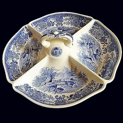 Villeroy & Boch Burgenland Blau: Griffschale mit Einteilungen / Kabarett Villeroy & Boch (7120910418057)