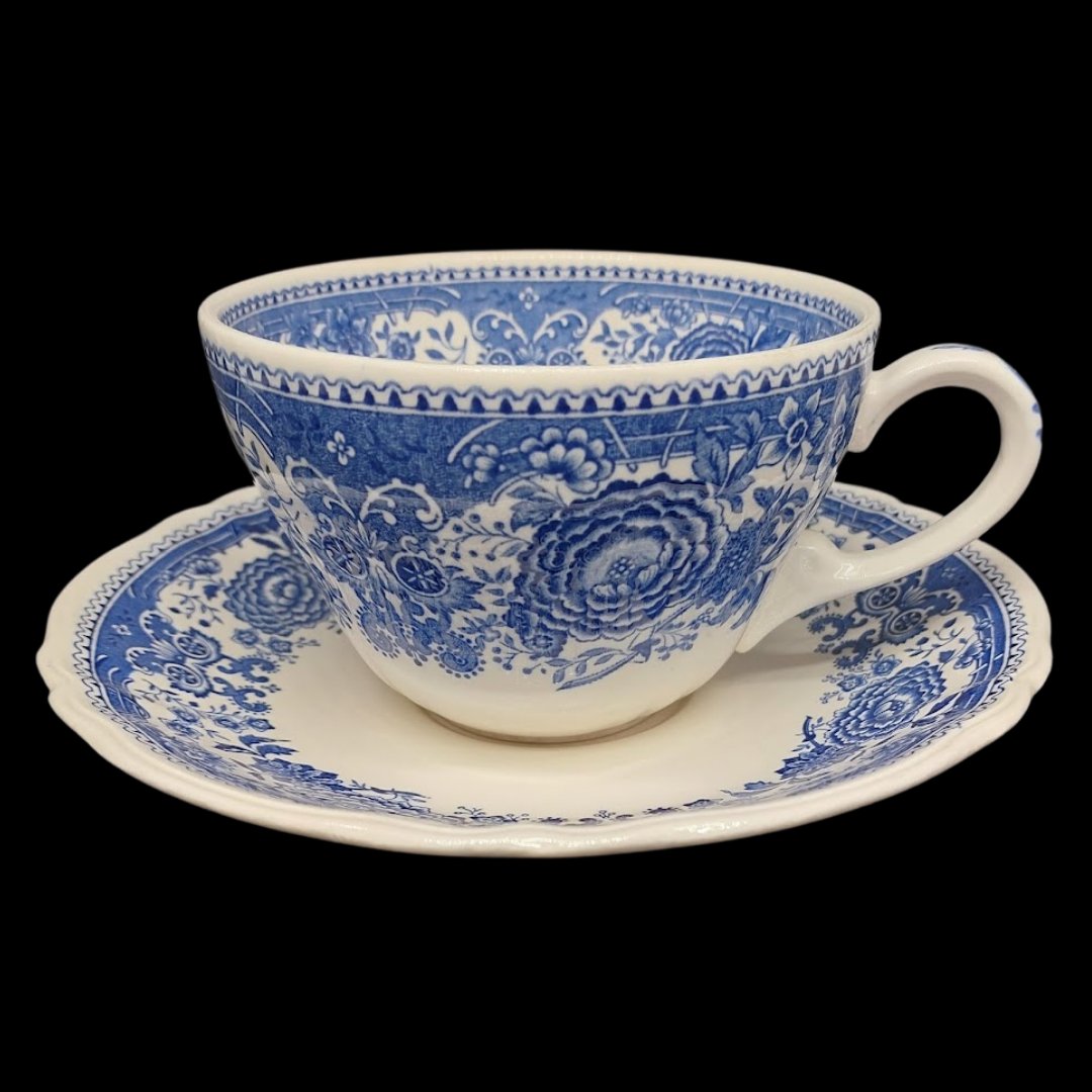 Villeroy & Boch Burgenland blau: Jumbotasse mit Unterteller / große Tasse XXL (Beschreibung) Porzellanladen.online (7120789176457)