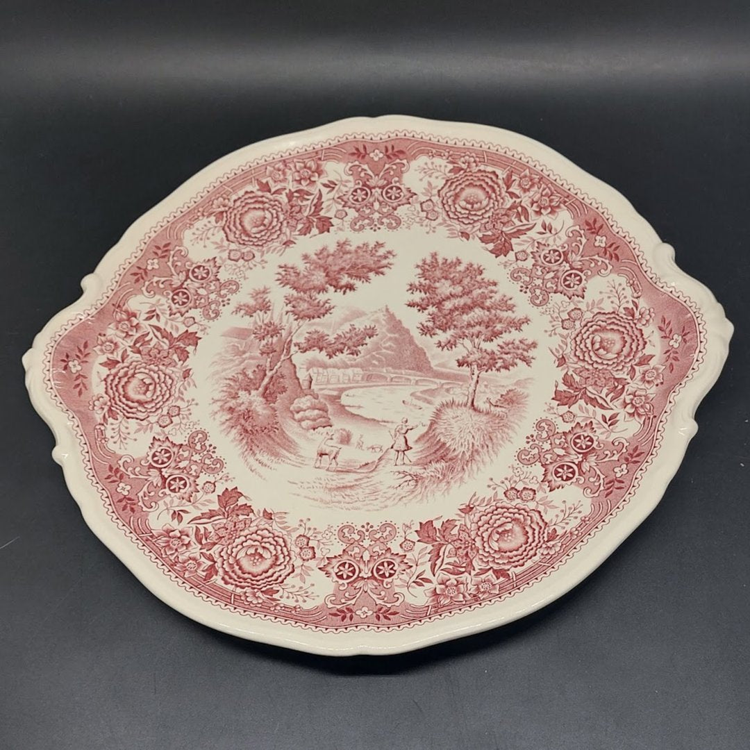 Villeroy & Boch Burgenland rot: Kuchenplatte / runde Platte mit Griffen Porzellanladen.online (7120779673737)