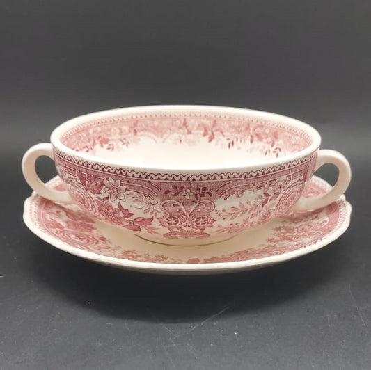 Villeroy & Boch Burgenland rot: Suppentasse mit Unterteller (senkrechte Griffe) Villeroy & Boch (7121046405257)