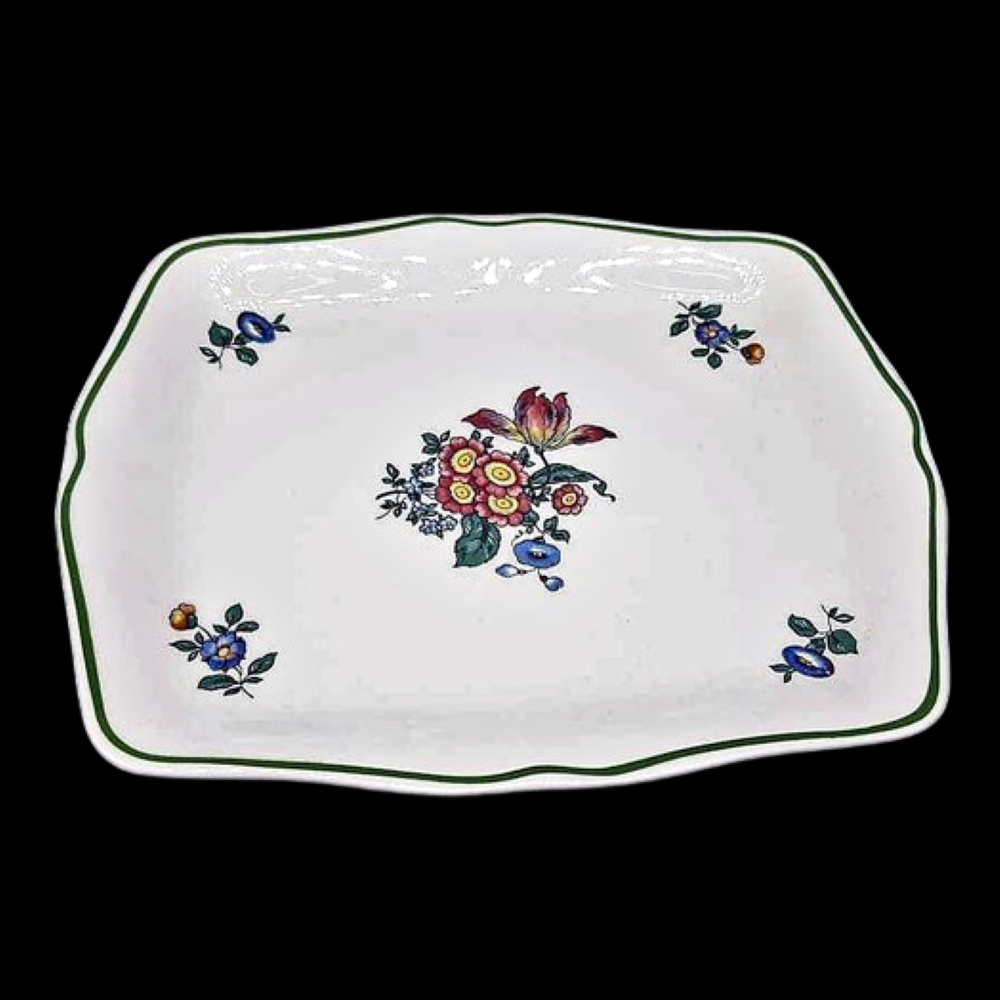 Villeroy & Boch Alt Strassburg: Butterplatte / Wurstplatte / Platte 20 cm Blumenstrauß Villeroy & Boch (7120771874953)