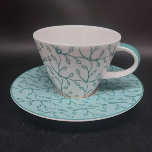 Villeroy & Boch Caffé Club Floral: Kaffeetasse mit Unterteller, türkis / peppermint - neuw Villeroy & Boch (7120706797705)