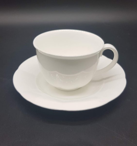 Villeroy & Boch Damasco weiß: Kaffeetasse / Teetasse / Tasse mit Unterteller Villeroy & Boch (7120876077193)