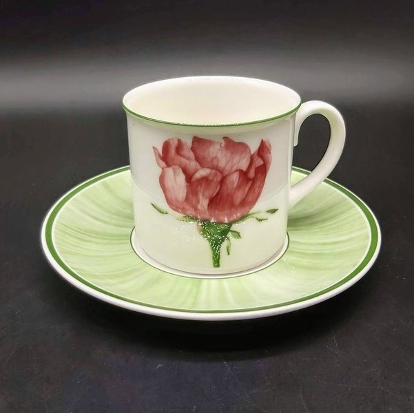 Villeroy & Boch Flora: Kaffeetasse / Tasse mit Unterteller - Eglantine Villeroy & Boch (7120982507657)