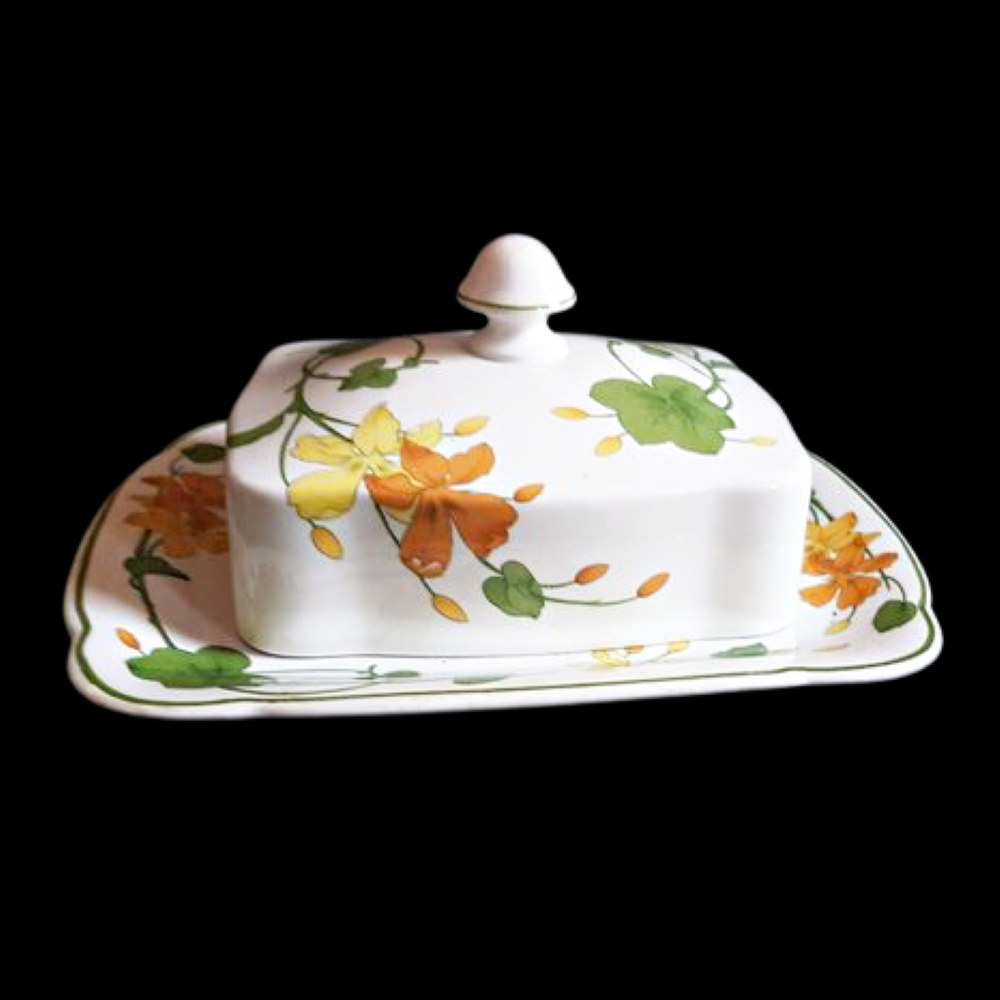 Villeroy & Boch Geranium: Butterdose mit Deckel - neuwertig Villeroy & Boch (7120742613129)