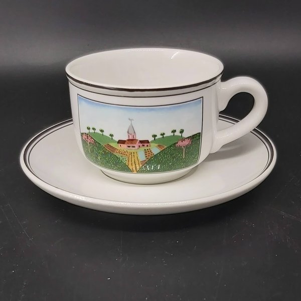 Villeroy & Boch Design Naif: Teetasse / Tasse mit Unterteller - Motiv Kirchturm Villeroy & Boch (7120739762313)