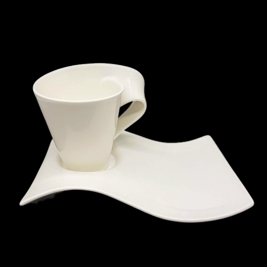 Villeroy & Boch New Wave: Kaffeetasse / Tasse mit Unterteller / Partyplate - weiß Villeroy & Boch (7120726491273)