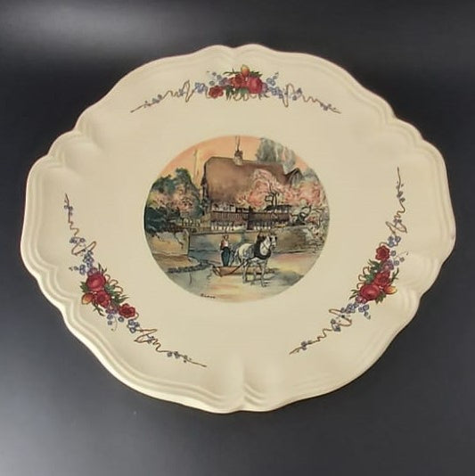 Sarreguemines Obernai France: Kuchenplatte / Platte mit Griffen (Macke) Sarreguemines (7121091264649)