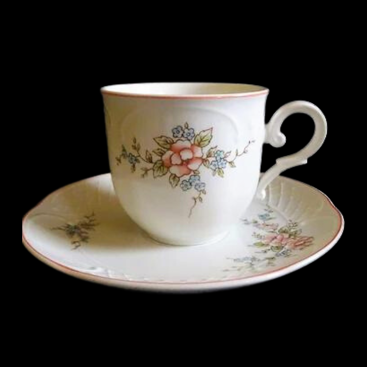 Villeroy & Boch Rosette: Kaffeetasse / Tasse mit Unterteller (7120780755081)