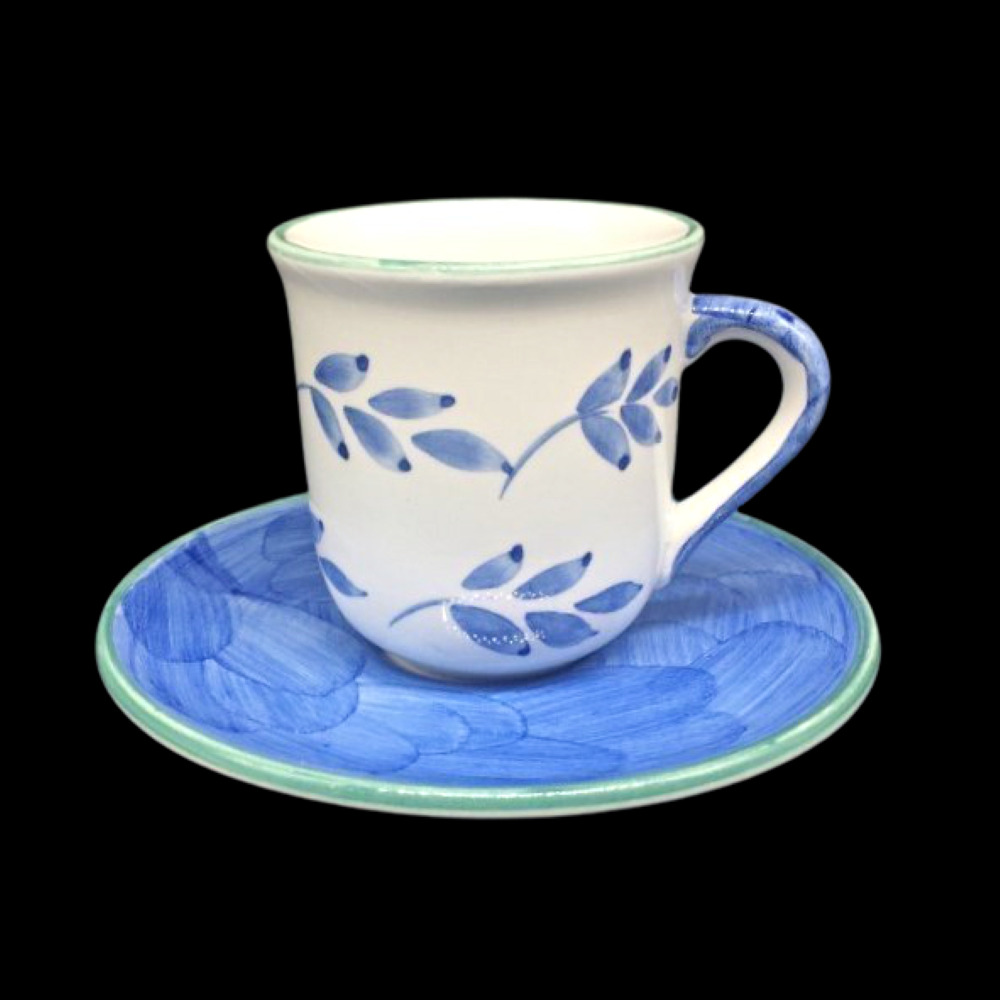 Villeroy & Boch Switch 3 Portugal: Mokkatasse / Espressotasse mit Unterteller, Blue Leaves Villeroy & Boch (7120946888841)