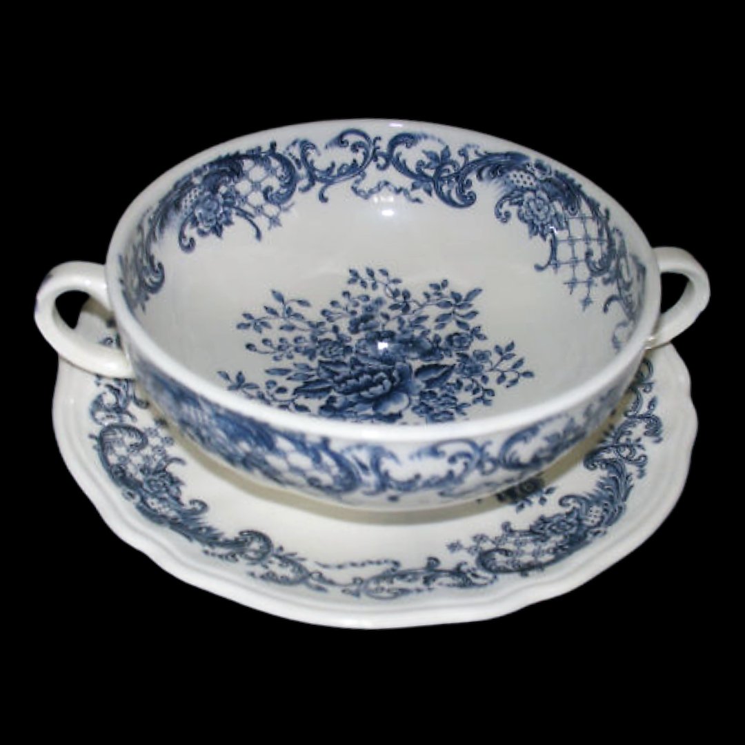 Villeroy & Boch Valeria blau: Suppentasse mit Unterteller (senkrechte Griffe) Villeroy & Boch (7120697557129)