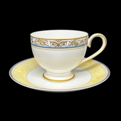 Villeroy & Boch Villa Cannes: Kaffeetasse / Tasse mit Unterteller - neuwertig (7120822370441)