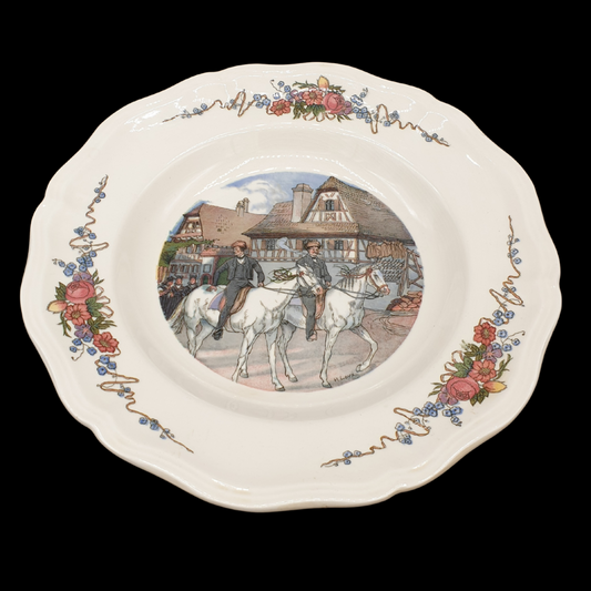 Sarreguemines Obernai France: Suppenteller / tiefer Teller - Reiter - 25 cm (Beschreibung) Sarreguemines (7121093066889)
