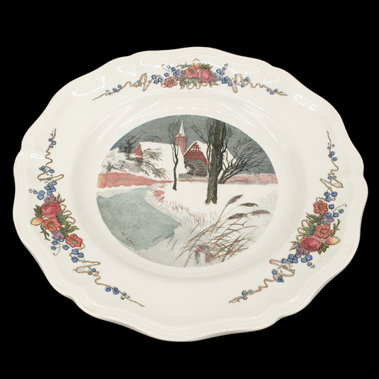 Sarreguemines Obernai France: Suppenteller / tiefer Teller - Schnee - 25 cm (Beschreibung) Sarreguemines (7121092968585)