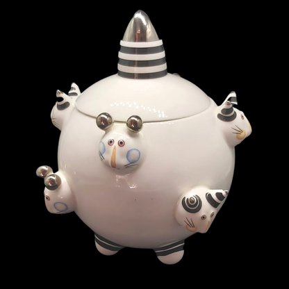 Villeroy & Boch Animal Park: Kugeldose Katze silber mit Köpfen Villeroy & Boch (7120751493257)