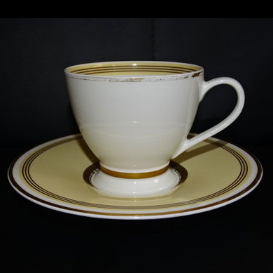 Villeroy & Boch Vivian: Kaffeetasse / Tasse mit Unterteller - Goldabrieb Villeroy & Boch (7120880042121)