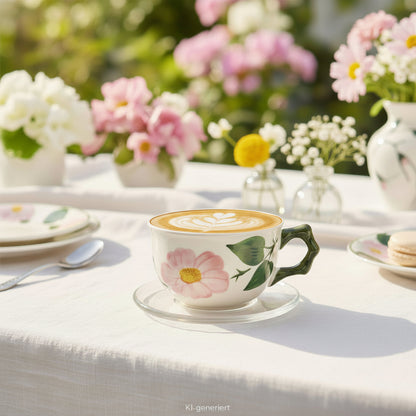 Villeroy & Boch Wildrose: Jumbotasse / Cappuccinotasse / Frühstückstasse mit Unterteller Villeroy & Boch (7120692478089)