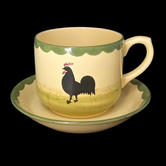Zeller Keramik Hahn und Henne: Jumbotasse / Cappuccinotasse mit Unterteller Zeller Keramik (7120902717577)