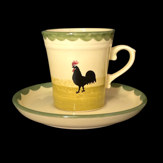 Zeller Keramik Hahn und Henne: Kaffeetasse / Tasse mit Unterteller - 8 cm Zeller Keramik (7120902553737)
